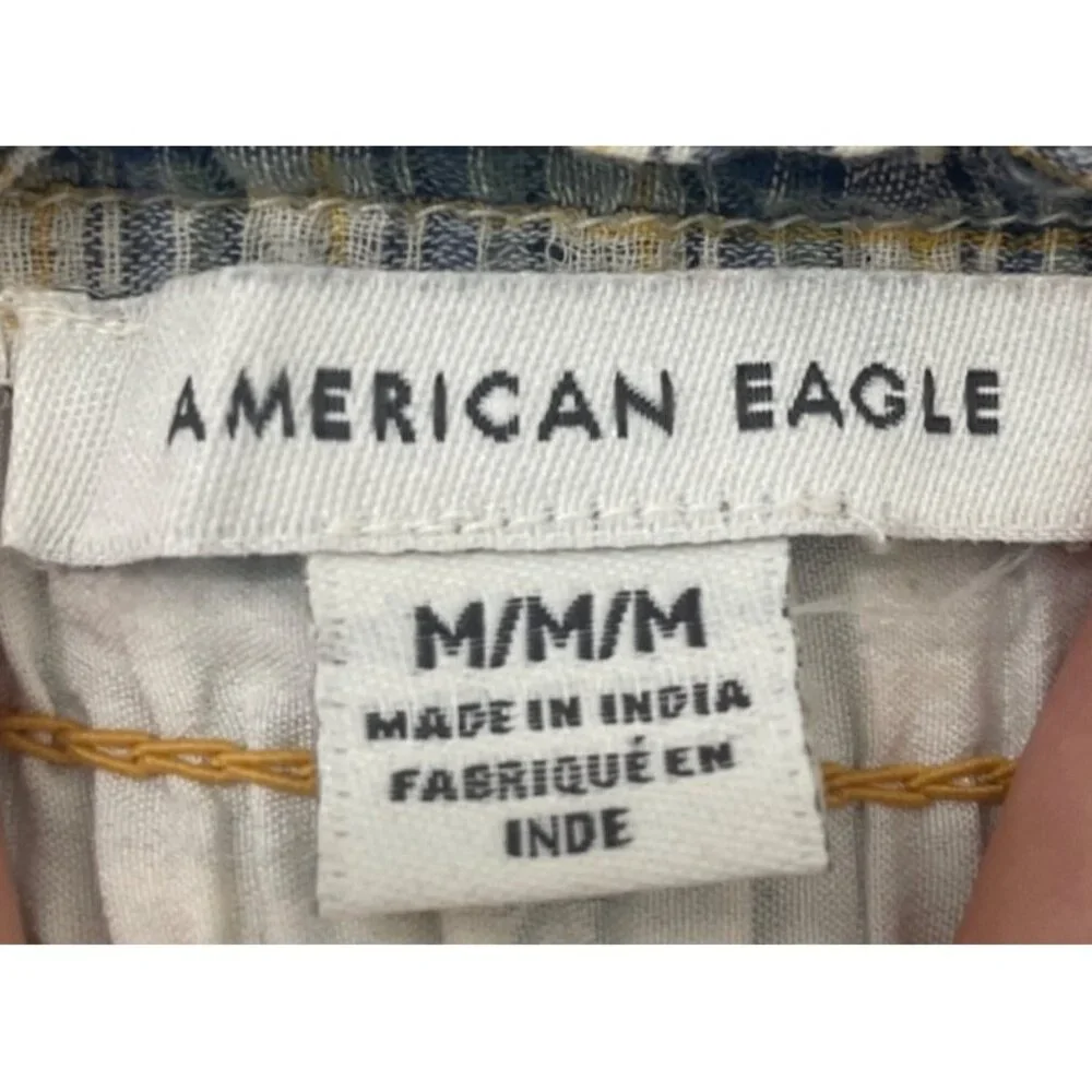 American Eagle Womens‎ Plaid Smocked Tiered Long Sleeve Babydoll Dress M